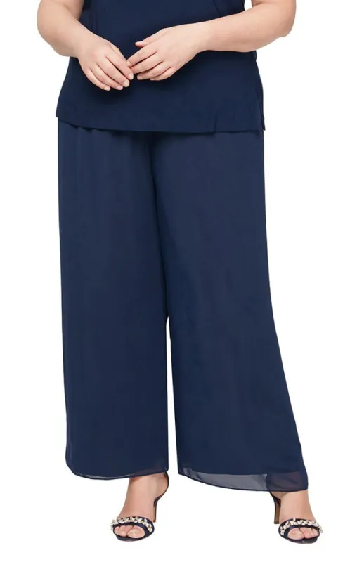 Plus Straight Leg Chiffon Pant sold by Alex Evenings