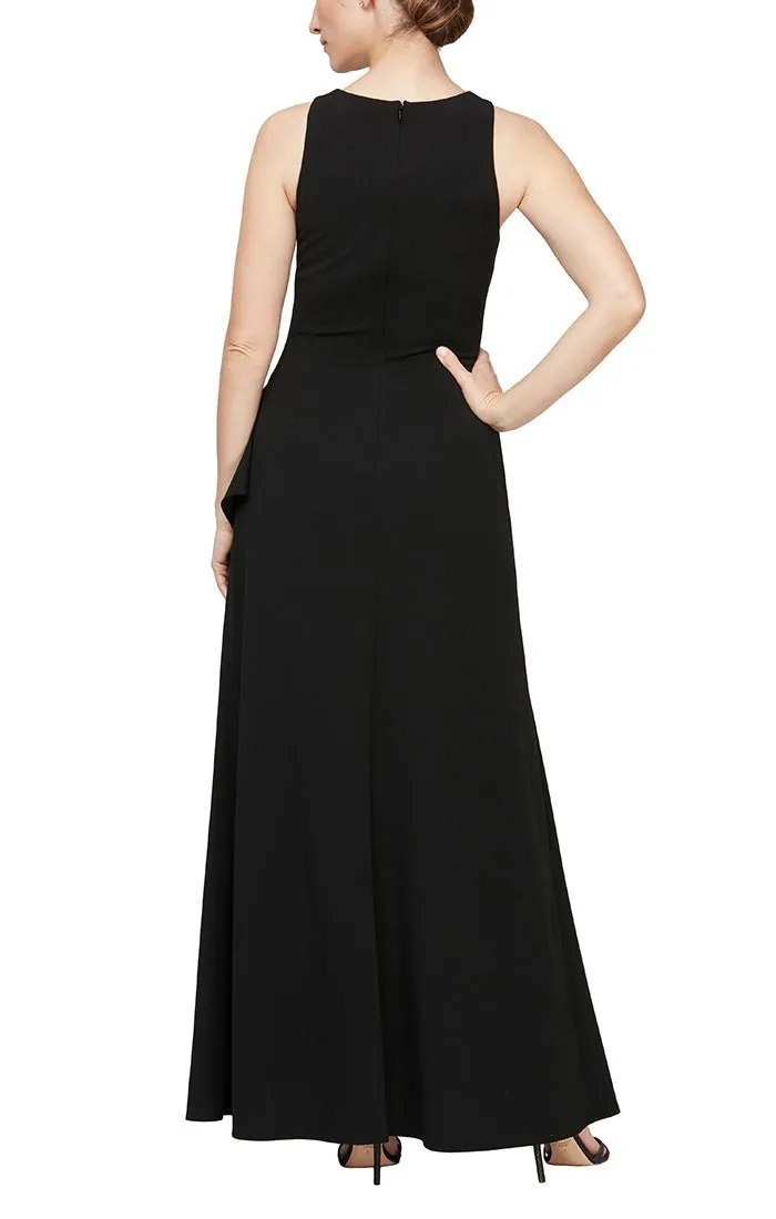 Regular - Stretch Crepe Dress with Cascade Ruffle Skirt Detail & Cutaway Neckline sold by Alex Evenings product image thumbnail 2