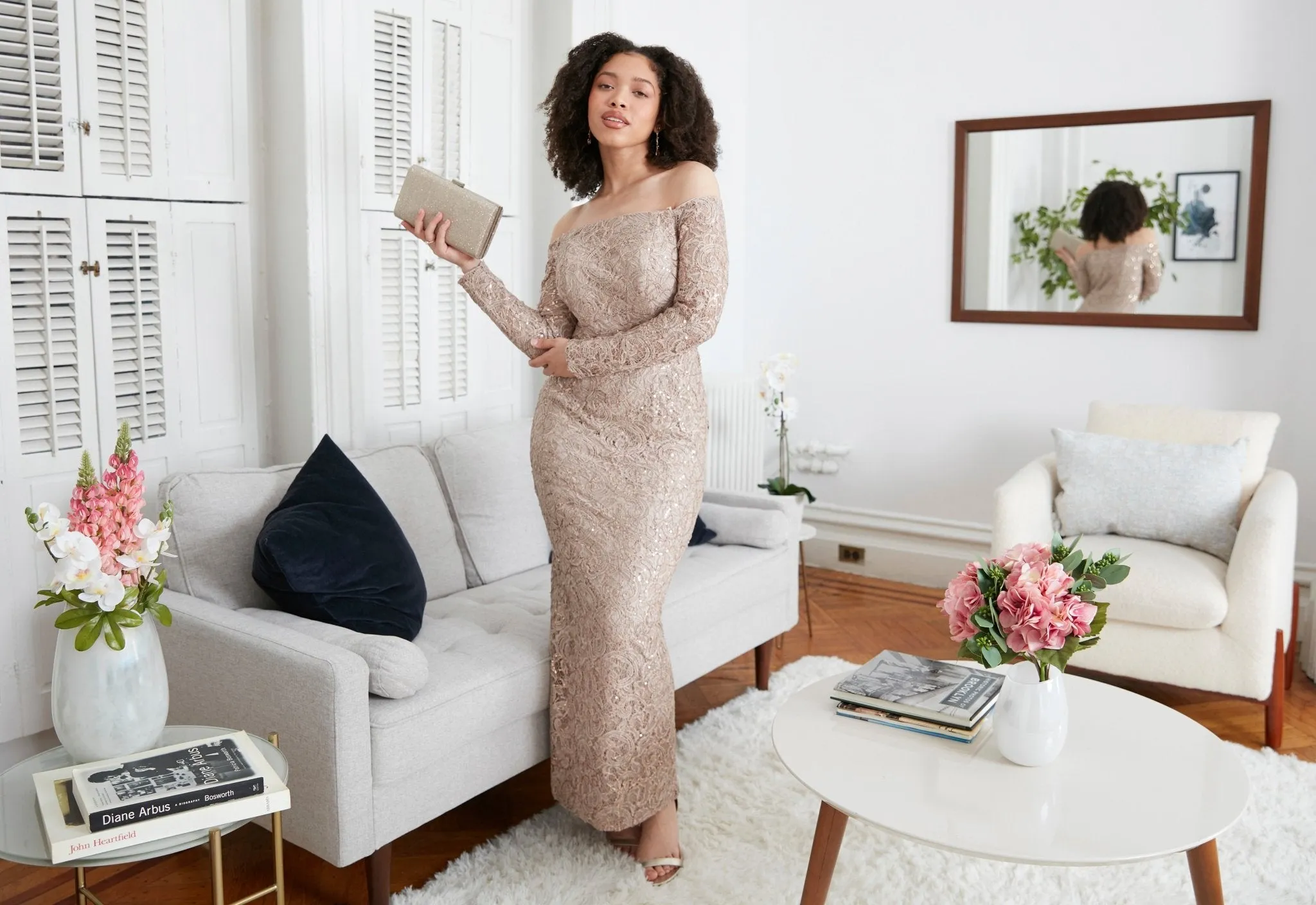 Regular - Off the Shoulder Column Dress with Cording Detail sold by Alex Evenings product image thumbnail 3