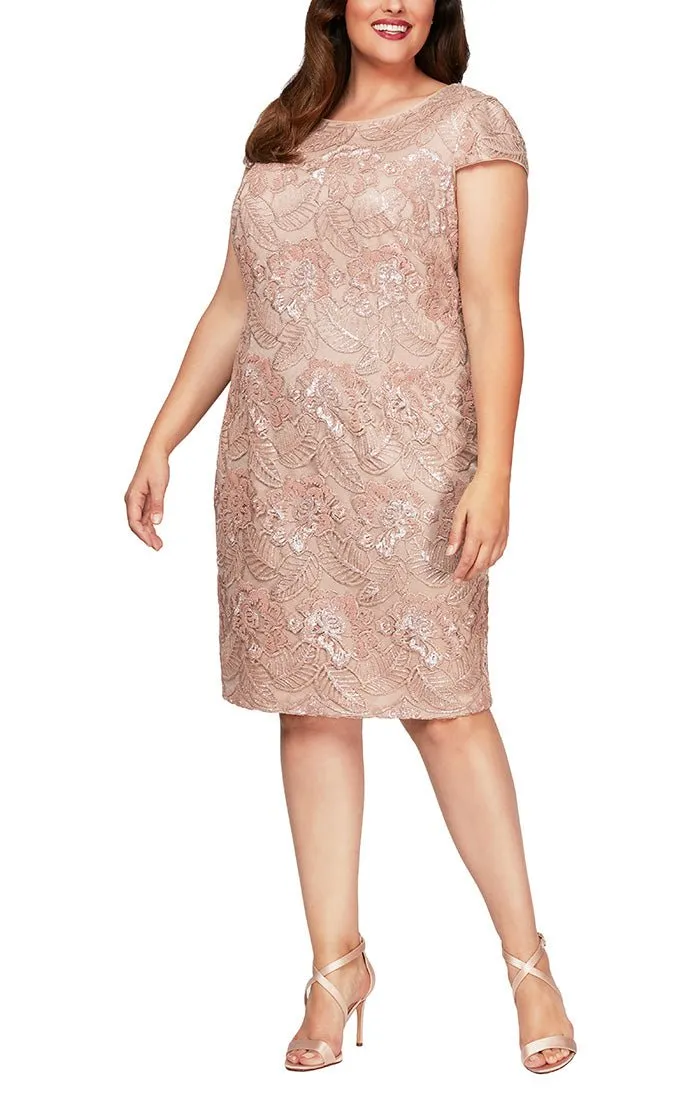Plus - Embroidered Sequin Lace Dress sold by Alex Evenings