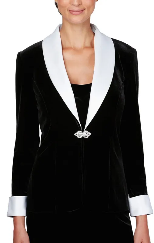 Velvet Twinset with Satin Collar/ Cuffs & Decorative Clasp Closure On Jacket sold by Alex Evenings