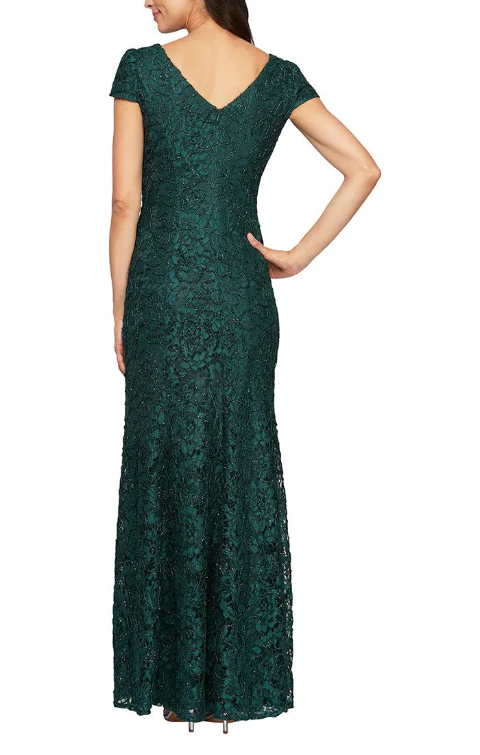Petite V-Neck Fit & Flare Corded Lace Gown sold by Alex Evenings product image thumbnail 2