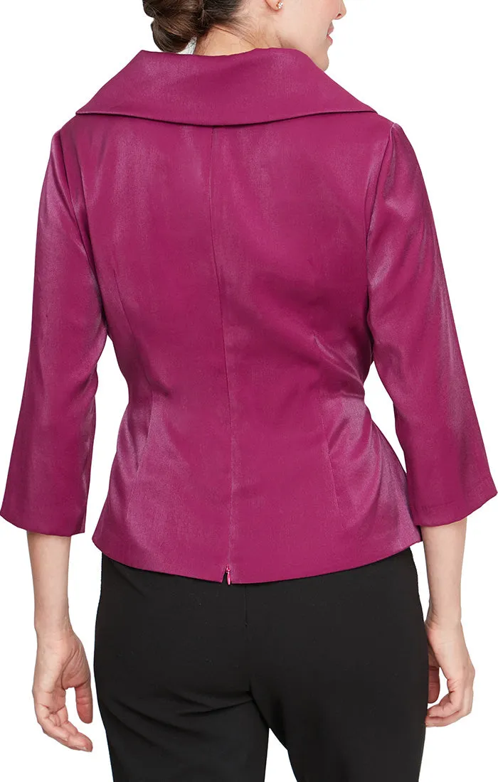 Regular - 3/4 Sleeve Side-Tie Shimmer Blouse with Collar sold by Alex Evenings product image thumbnail 2