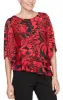 Plus 3/4 Sleeve Chiffon Printed Blouse With Illusion Sleeves and Asymmetric Triple Tier Hem sold by Alex Evenings