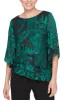 Plus 3/4 Sleeve Chiffon Printed Blouse With Illusion Sleeves and Asymmetric Triple Tier Hem sold by Alex Evenings