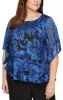 Plus 3/4 Sleeve Chiffon Printed Blouse With Illusion Sleeves and Asymmetric Triple Tier Hem sold by Alex Evenings