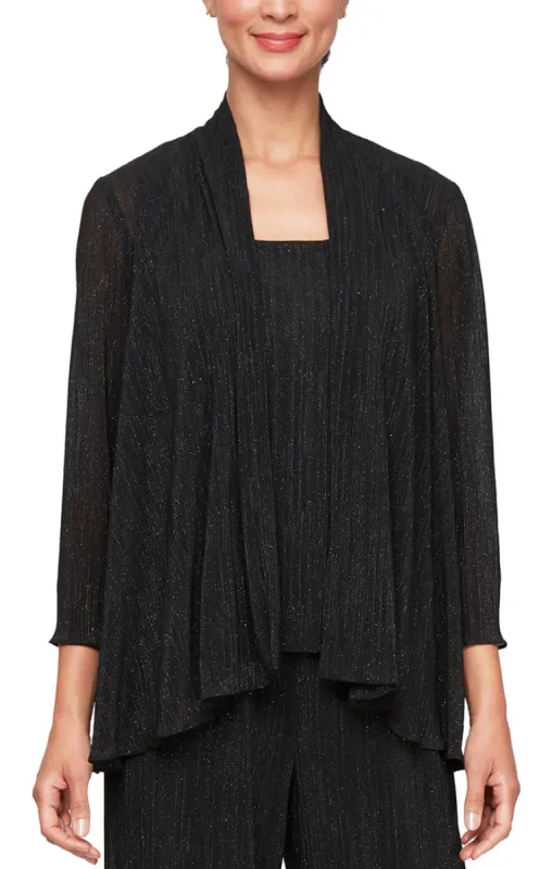 Regular - Glitter Knit Twinset with Scoop Neck Tank and Elongated Open Jacket sold by Alex Evenings