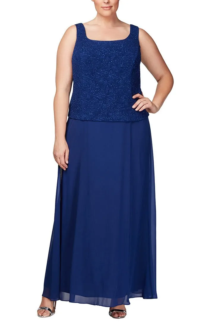 Plus - Glitter Jacquard Knit Jacket Dress with Mandarin Neckline sold by Alex Evenings product image thumbnail 2