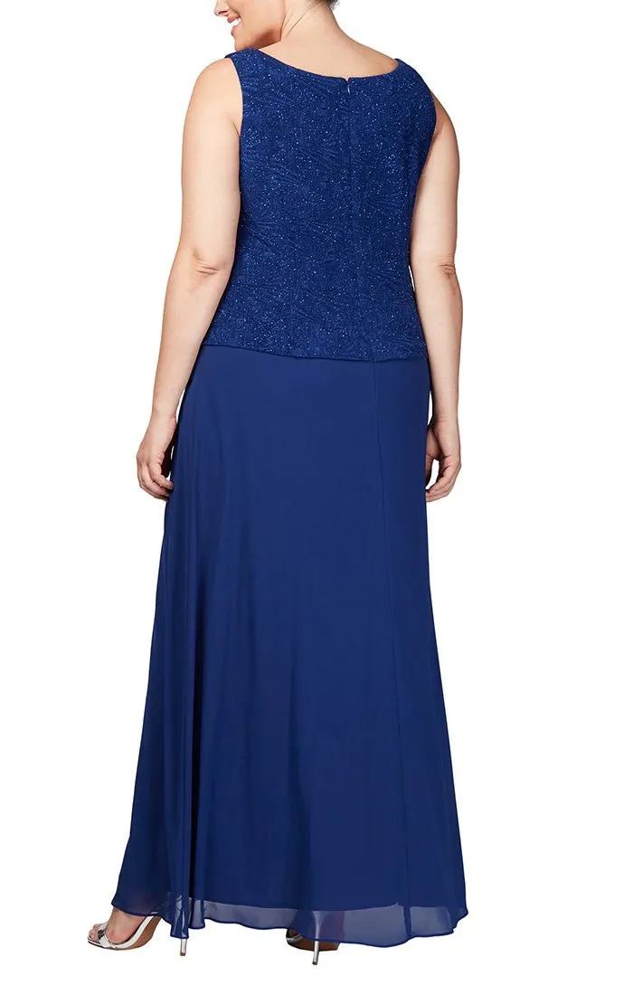 Plus - Glitter Jacquard Knit Jacket Dress with Mandarin Neckline sold by Alex Evenings product image thumbnail 4
