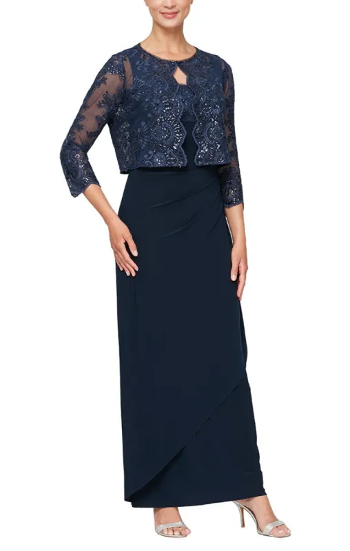 Petite Empire Waist Embroidered Jacket Dress sold by Alex Evenings