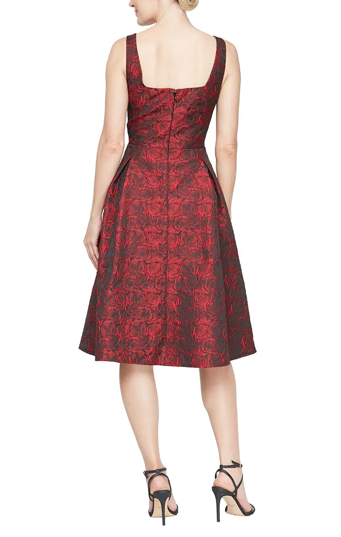 Regular - Printed Jacquard Dress with Square Neckline & Full Skirt sold by Alex Evenings product image thumbnail 2