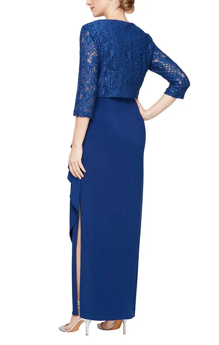 Regular - Empire Waist Bolero Jacket Dress with Open Jacket and Cascade Detail Skirt sold by Alex Evenings product image thumbnail 3