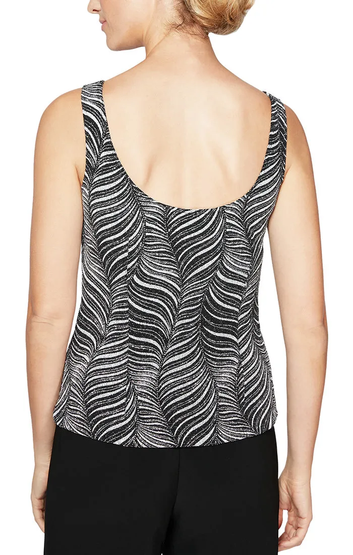 3/4 Sleeve Printed Glitter Knit Twinset with Mandarin Neck Jacket sold by Alex Evenings product image thumbnail 4