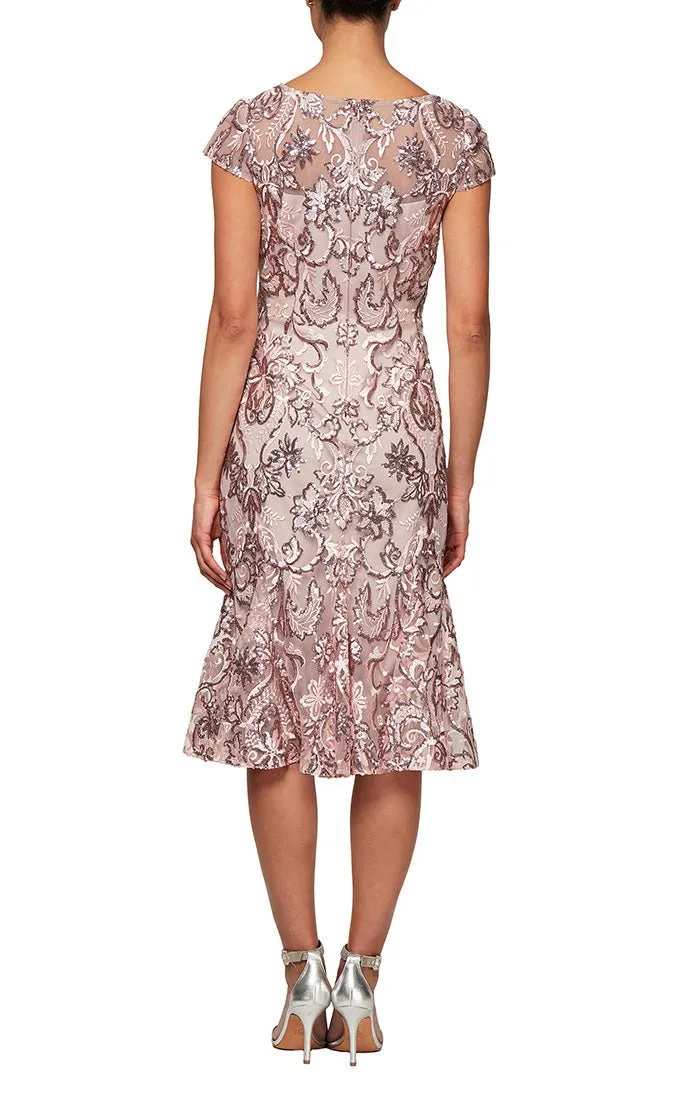 Regular - Fit & Flare Party Dress with Illusion Neckline & Sequin Detail sold by Alex Evenings product image thumbnail 2