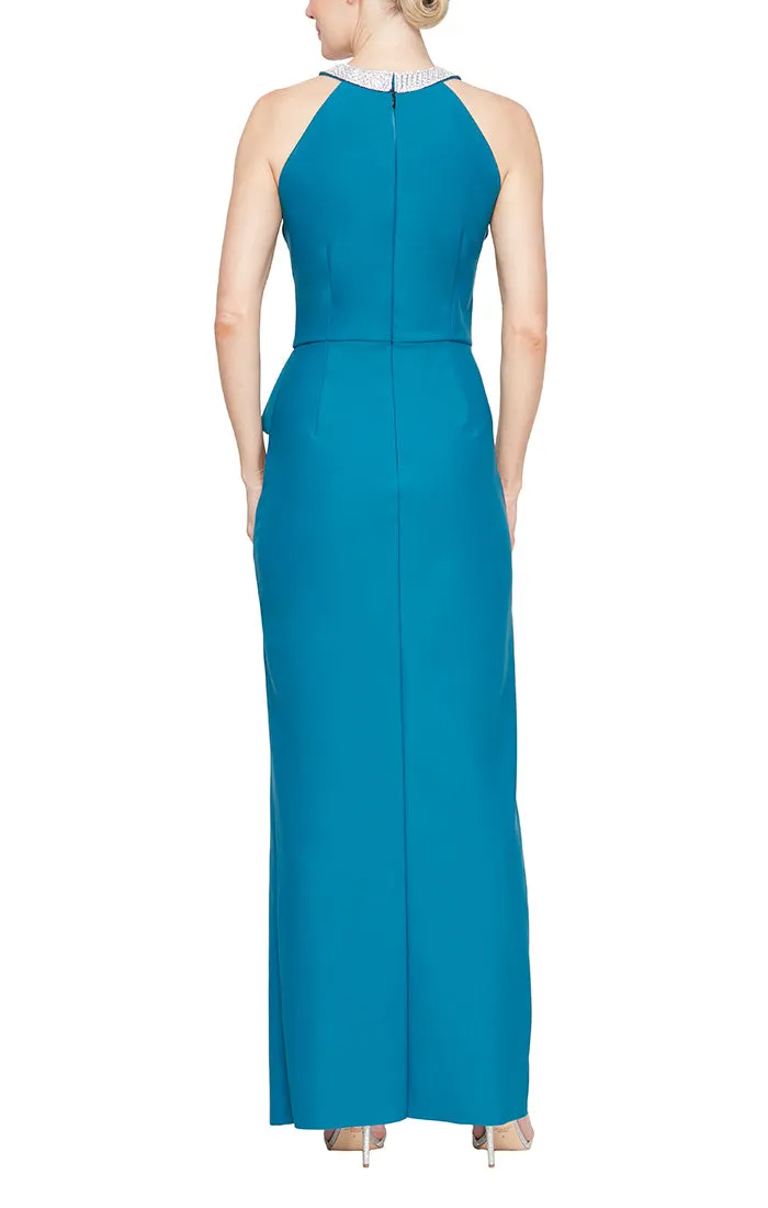 Regular - Embellished Halter Neckline Compression Dress with Cascade Skirt sold by Alex Evenings product image thumbnail 2