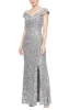 Off-the-Shoulder Corded Lace Long Gown with Sequin Detail sold by Alex Evenings