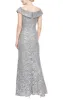 Off-the-Shoulder Corded Lace Long Gown with Sequin Detail sold by Alex Evenings