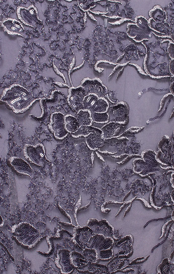 Long Scoop Neck Jacket Dress with Embroidered Bodice and Hook Neck Closure Jacket sold by Alex Evenings product image thumbnail 5