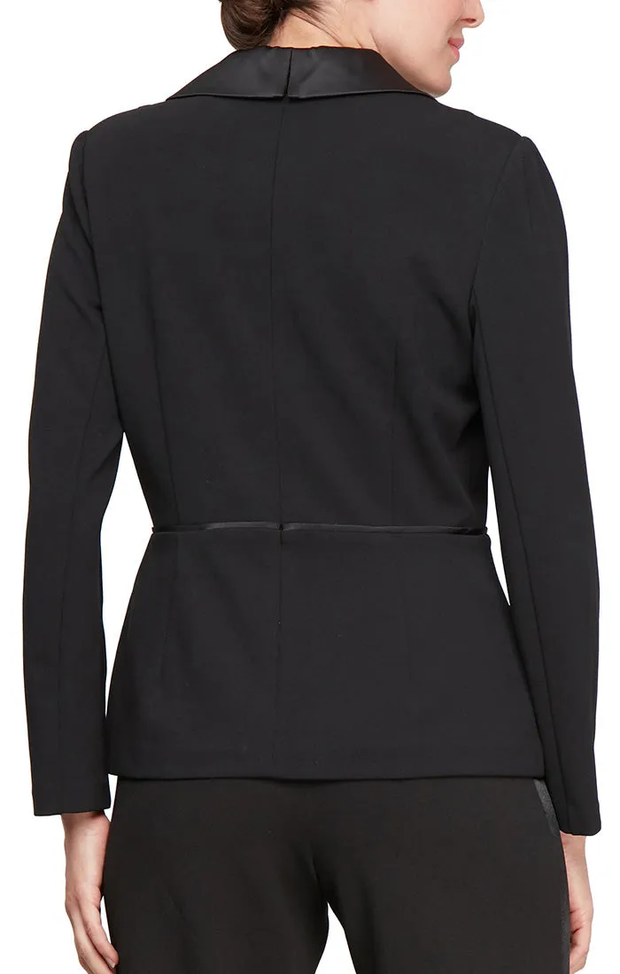Petite - Long Sleeve Tuxedo Blouse with Side Closure, Satin Collar and Button Detail sold by Alex Evenings product image thumbnail 2
