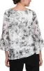 3/4 Sleeve Printed Chiffon Blouse with Bell Sleeves and Asymmetric Triple Tier Hem sold by Alex Evenings