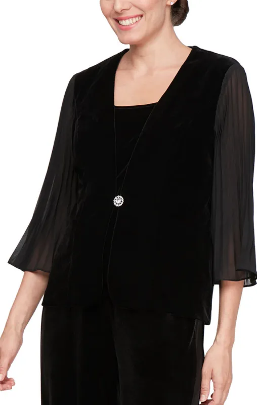 Three-Piece Velvet Pantsuit sold by Alex Evenings