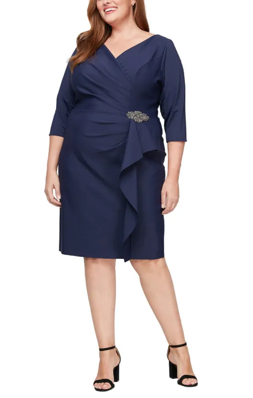 Plus - Contour Sheath Dress with Beaded Detail at Hip sold by Alex Evenings