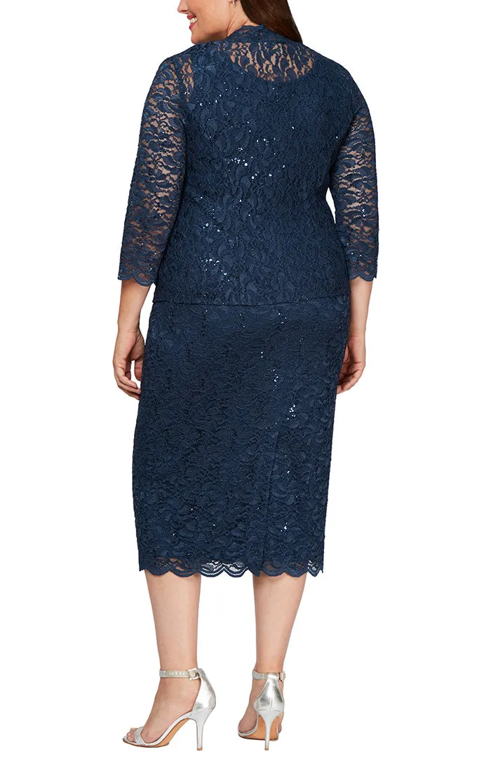 Plus - Sheath Sequin Lace Jacket Dress sold by Alex Evenings product image thumbnail 3