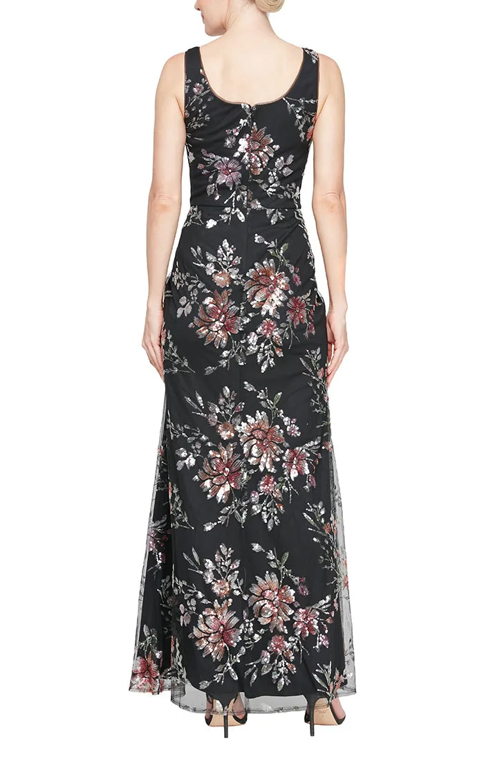 Regular - Sleeveless Square Neck Sequin Floral Dress sold by Alex Evenings product image thumbnail 2