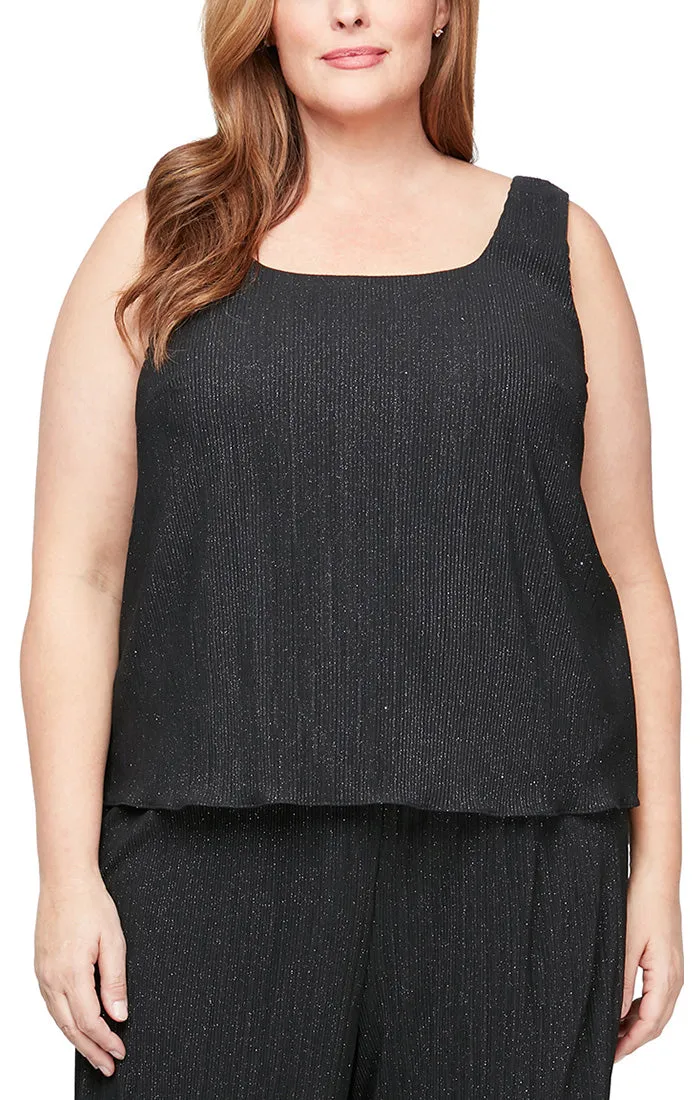 Plus Three-Piece Glitter Mesh Pantsuit sold by Alex Evenings product image thumbnail 4