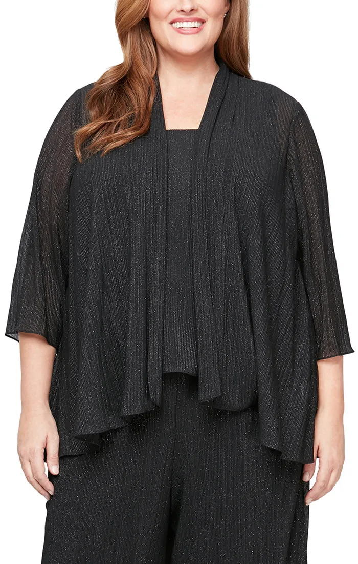 Plus Three-Piece Glitter Mesh Pantsuit sold by Alex Evenings