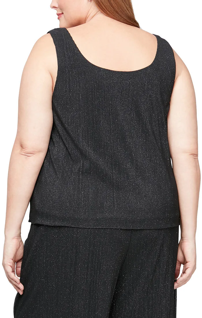 Plus Three-Piece Glitter Mesh Pantsuit sold by Alex Evenings product image thumbnail 2