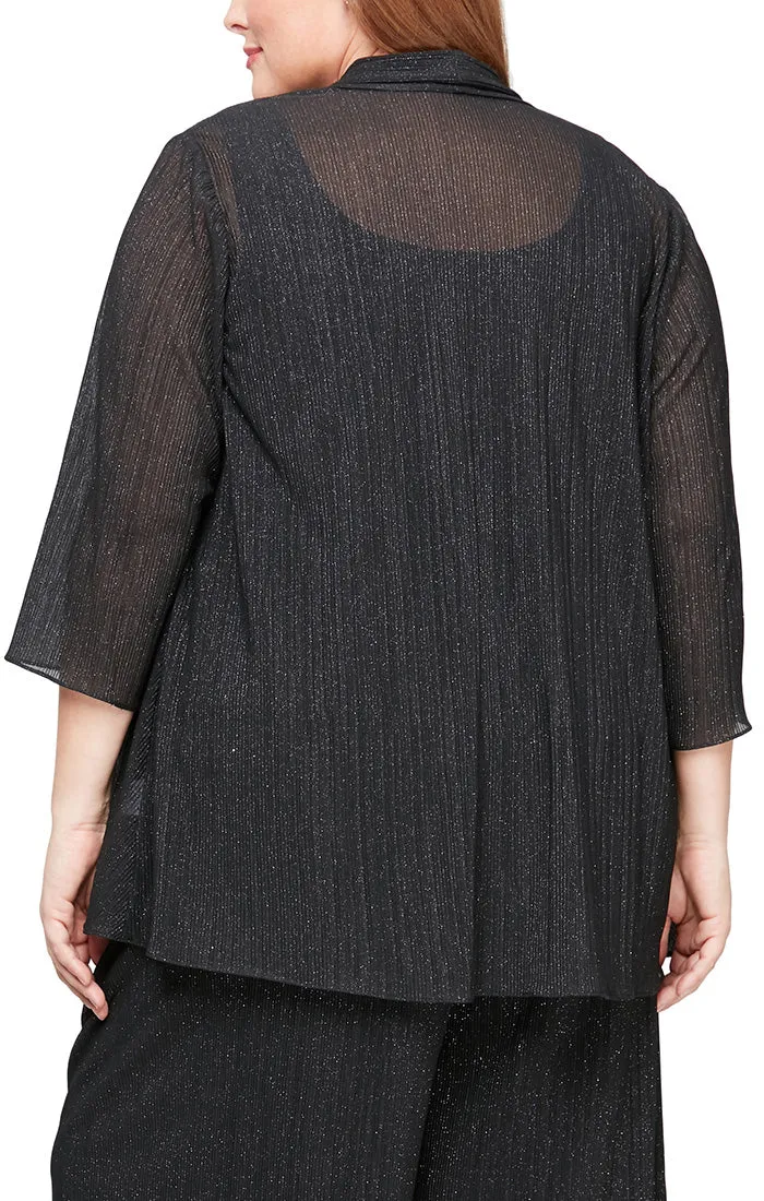 Plus Three-Piece Glitter Mesh Pantsuit sold by Alex Evenings product image thumbnail 3