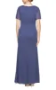 Petite - Surplice Neckline Mesh Dress with Flutter Sleeves, Embellishment at Hip and Cascade Skirt Detail sold by Alex Evenings