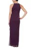 Regular - Mesh Dress with Beaded Halter Style Neckline and Cascade Ruffle Detail Skirt sold by Alex Evenings