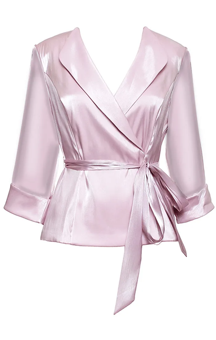 3/4 Sleeve Surplice Blouse with Collar and Tie Belt sold by Alex Evenings