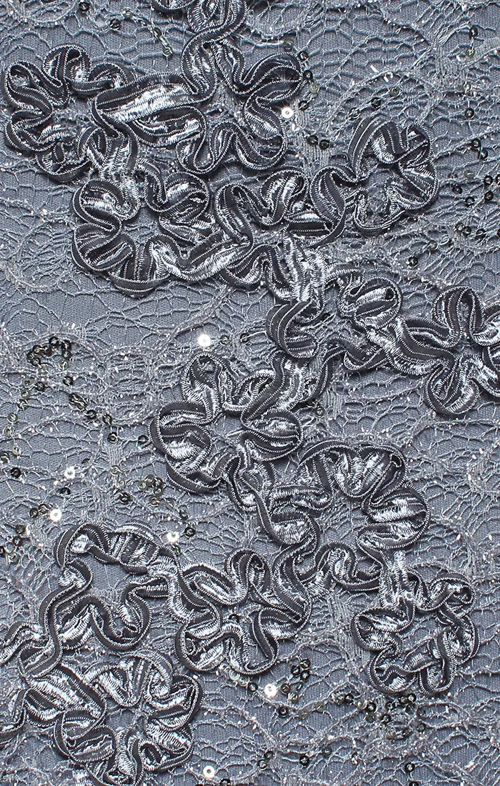 Off the Shoulder Soutache Lace Fit and Flare Dress with Foldover Cuff Neckline sold by Alex Evenings product image thumbnail 3