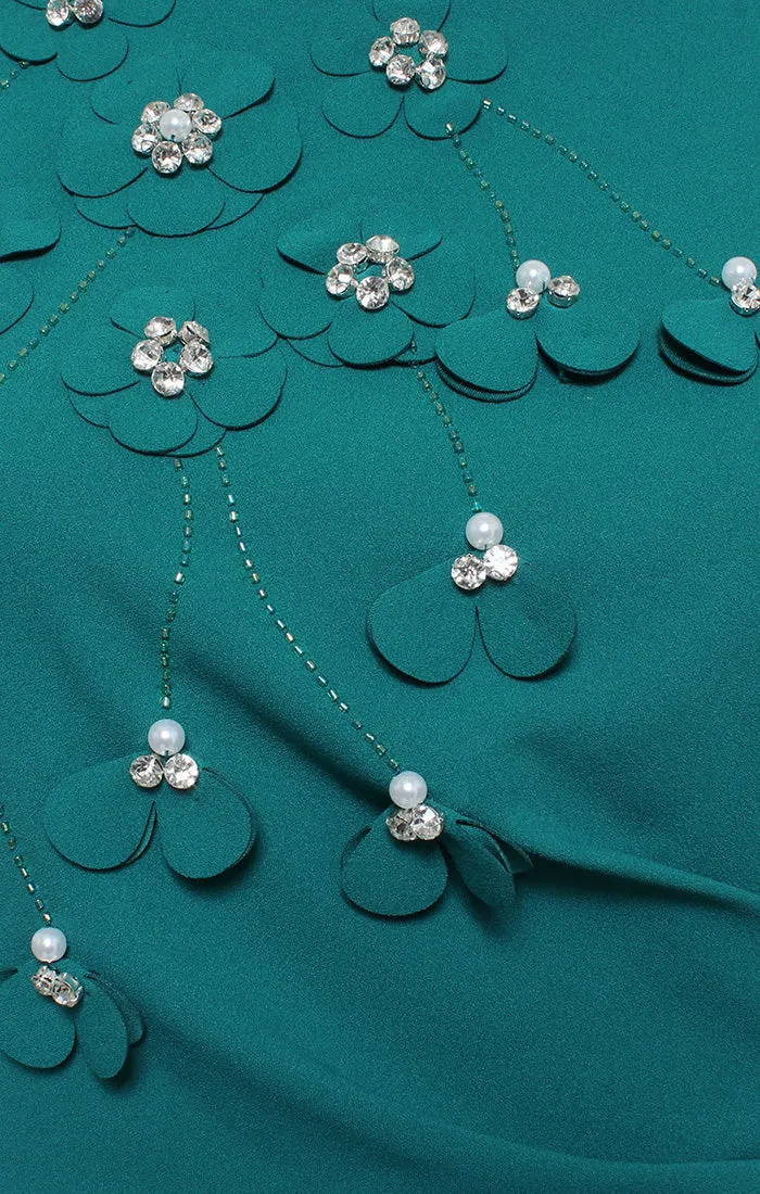 Long Sleeveless Dress with Embellished 3-D Flower Detail on Bodice sold by Alex Evenings product image thumbnail 3