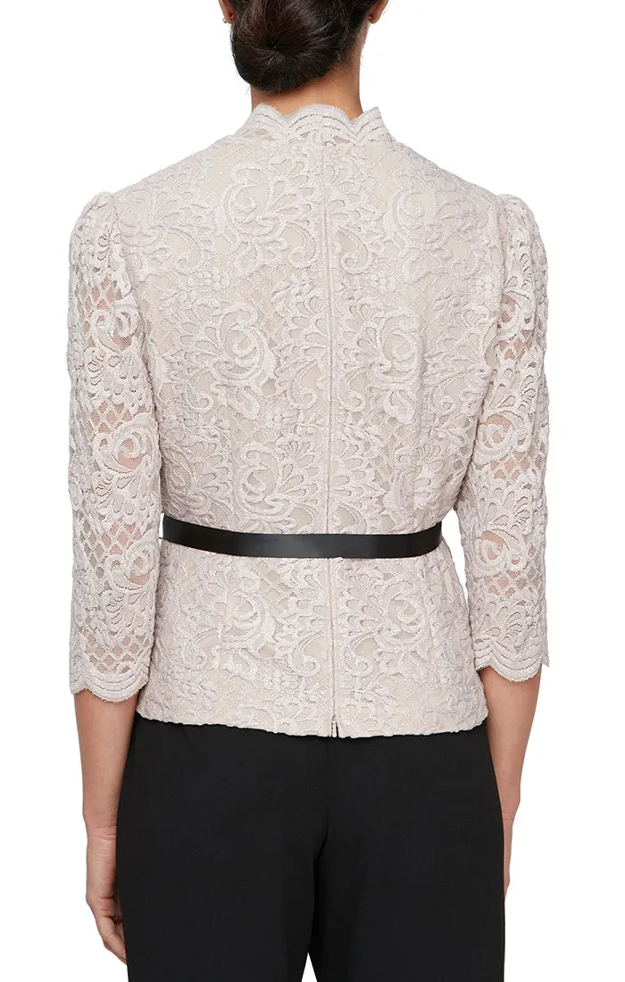 Plus - Blouse with Scallop Front Detail and Tie Belt sold by Alex Evenings product image thumbnail 2