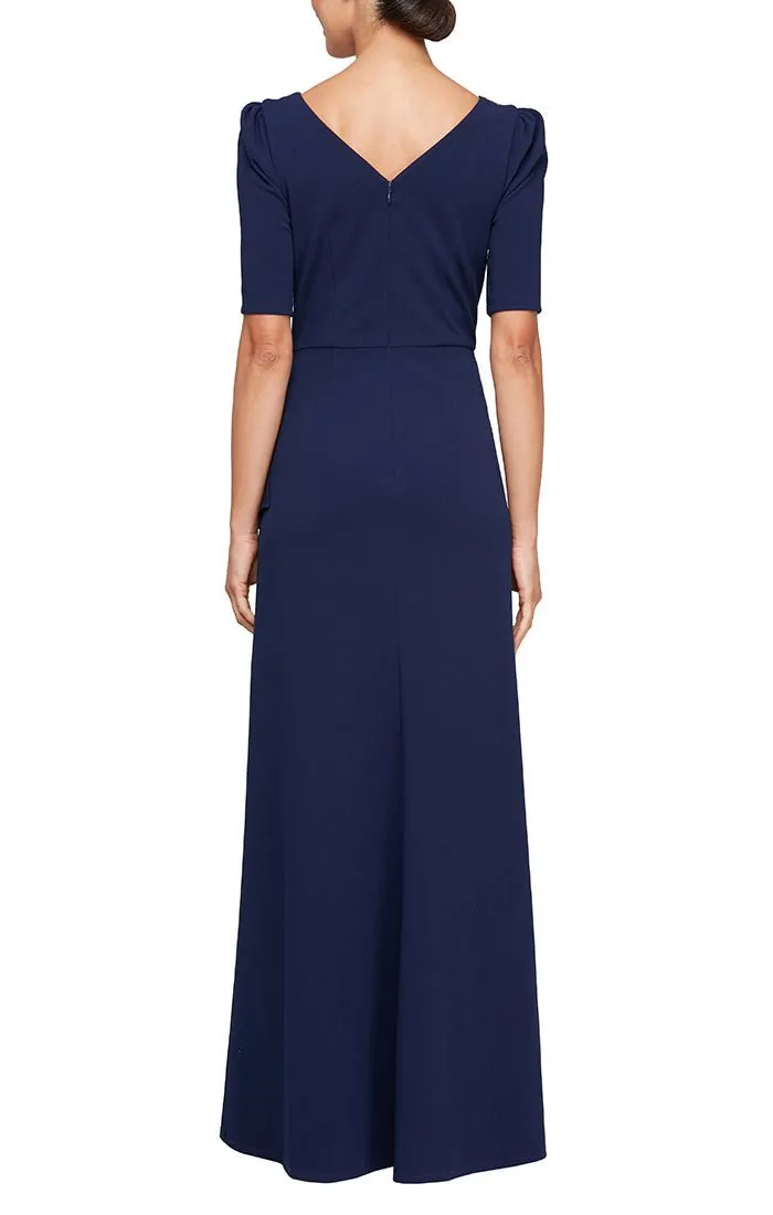 Plus Long Embellished Neck Dress with Elbow Sleeves & Cascade Detail Skirt sold by Alex Evenings product image thumbnail 2