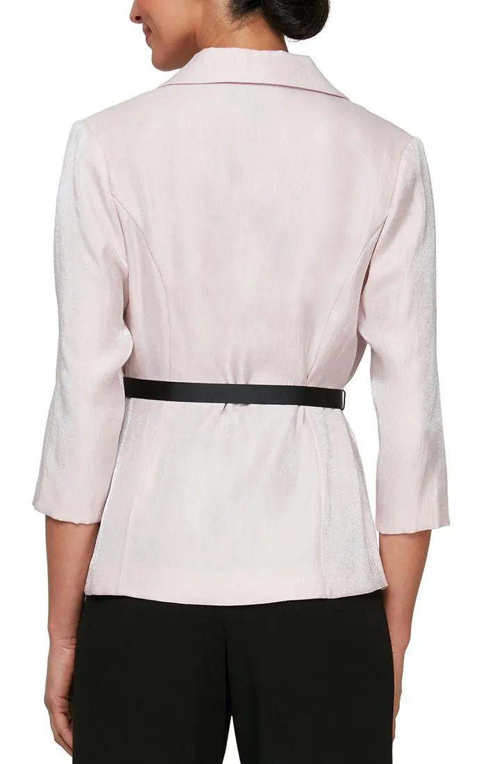 Regular - Button Front Shimmer Blouse with Collar & Tie Belt sold by Alex Evenings product image thumbnail 2