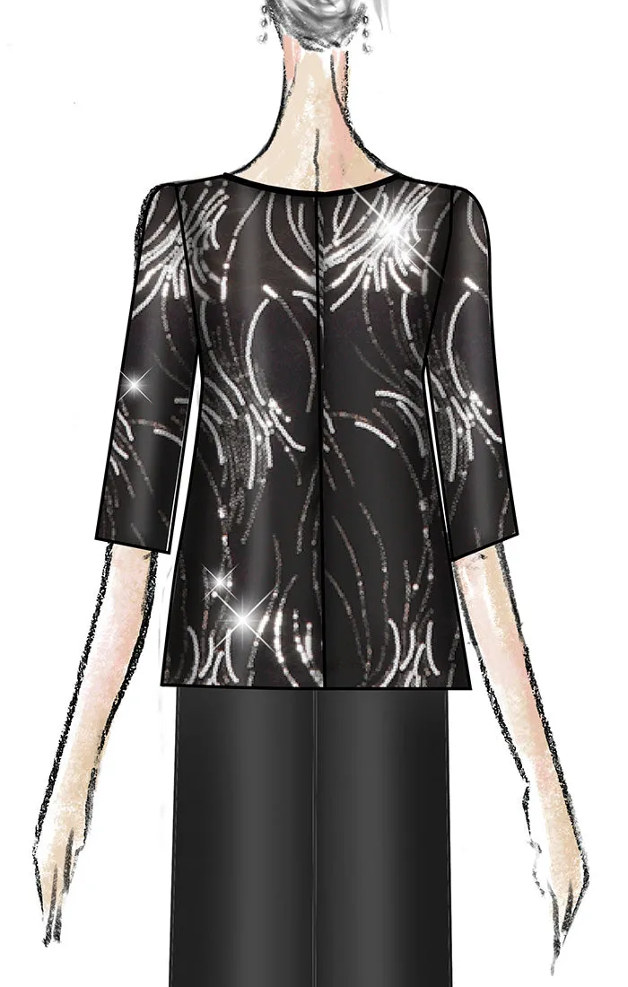 Petite - 3/4 Sleeve Firework Sequin Twinset with Scoop Neck Tank and Hook Neck Jacket sold by Alex Evenings product image thumbnail 5