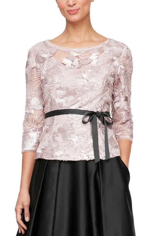 3/4 Sleeve Soutache Blouse & Satin Ballgown Skirt sold by Alex Evenings