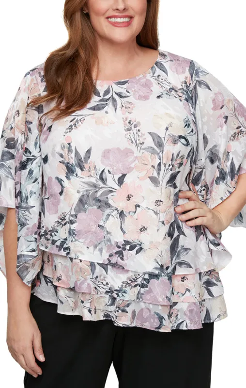 Plus Asymmetric Blouse & Chiffon Pant sold by Alex Evenings