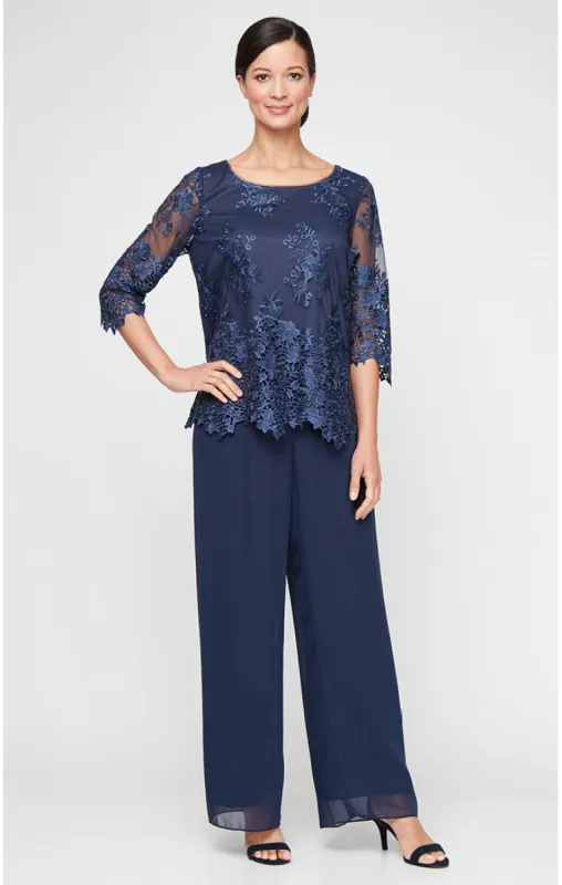 Plus Lace Blouse & Chiffon Pant sold by Alex Evenings