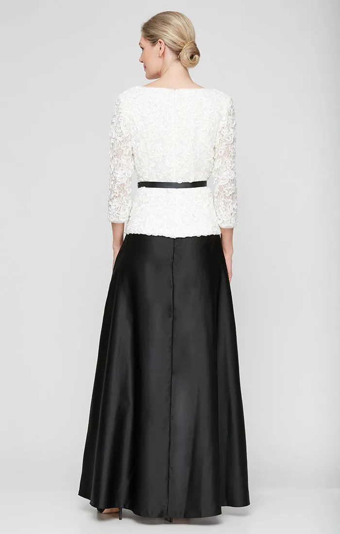 Petite Soutache Blouse with Tie Belt and Satin Ballgown Skirt sold by Alex Evenings product image thumbnail 2