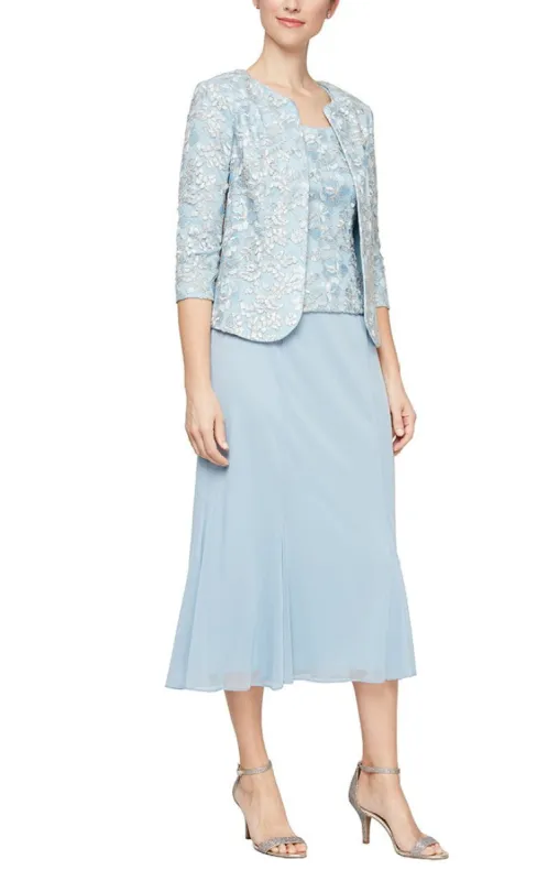Petite - Tea-Length Jacket Dress with Corded Detail Bodice/Jacket and Godet Detail Skirt sold by Alex Evenings