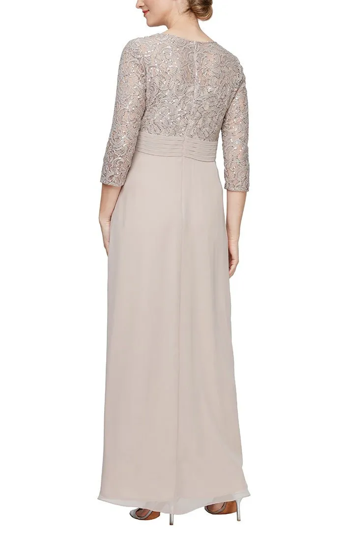 Regular - A-Line Sequin Lace Empire Waist Dress with Pleated Detail and Overlay Skirt sold by Alex Evenings product image thumbnail 2