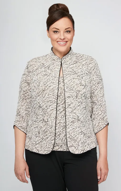 Plus Glitter Knit Twinset & Chiffon Pant sold by Alex Evenings