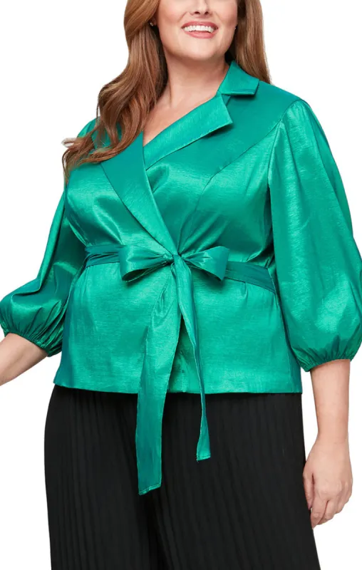 Plus Taffeta Tie Blouse & Wide Leg Pant sold by Alex Evenings