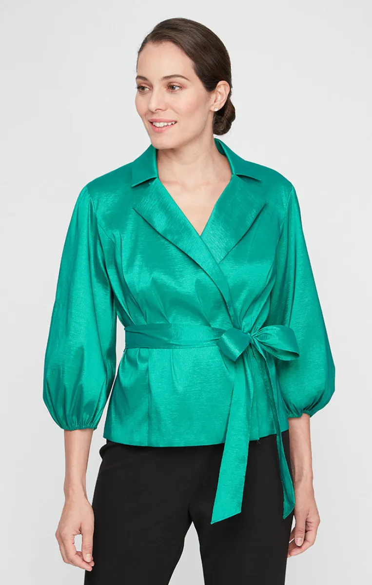 Petite Taffeta Tie Blouse & Slim Crepe Pant sold by Alex Evenings